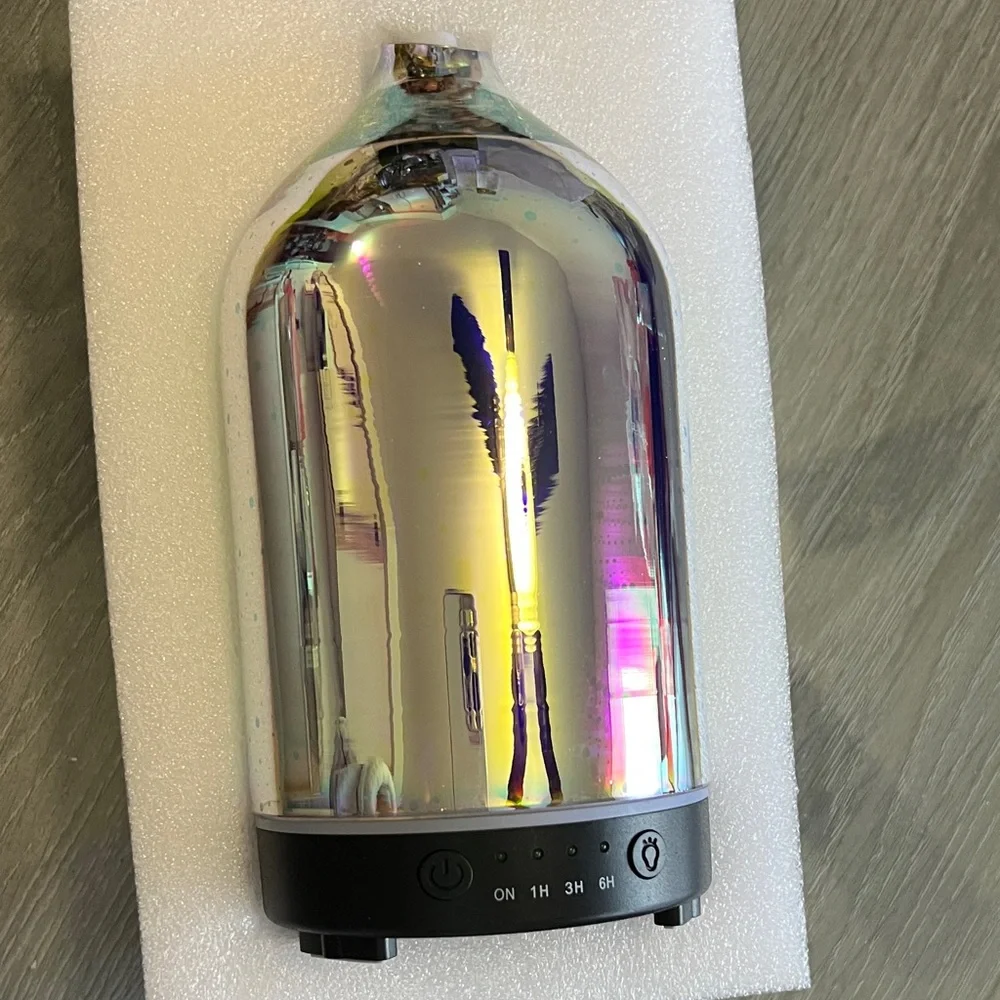 Aromatherapy Diffuser silver/black Glass 7x4 inches